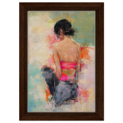 Soft Solitude Framed Canvas Pastel-Textured Impressionist-Figurative