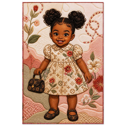 Little Luxe Black Girl Quilt-Inspired Matte Paper Poster - Bisa Butler