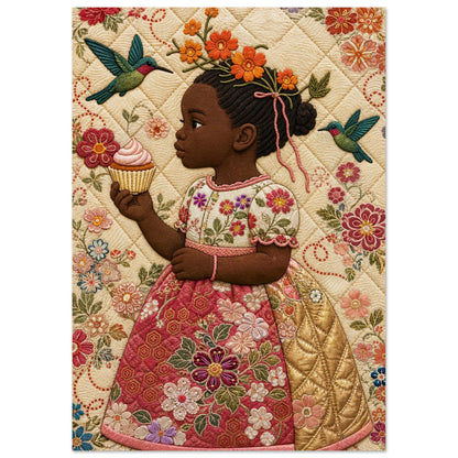 Petite Bloom Quilt-Inspired Matte Poster - Bisa Butler Style