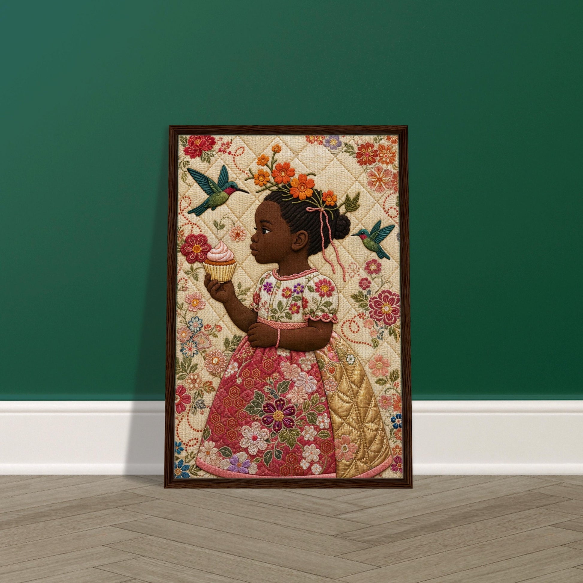 Little Bloom Quilted-Style Museum-Quality Matte Paper Poster
