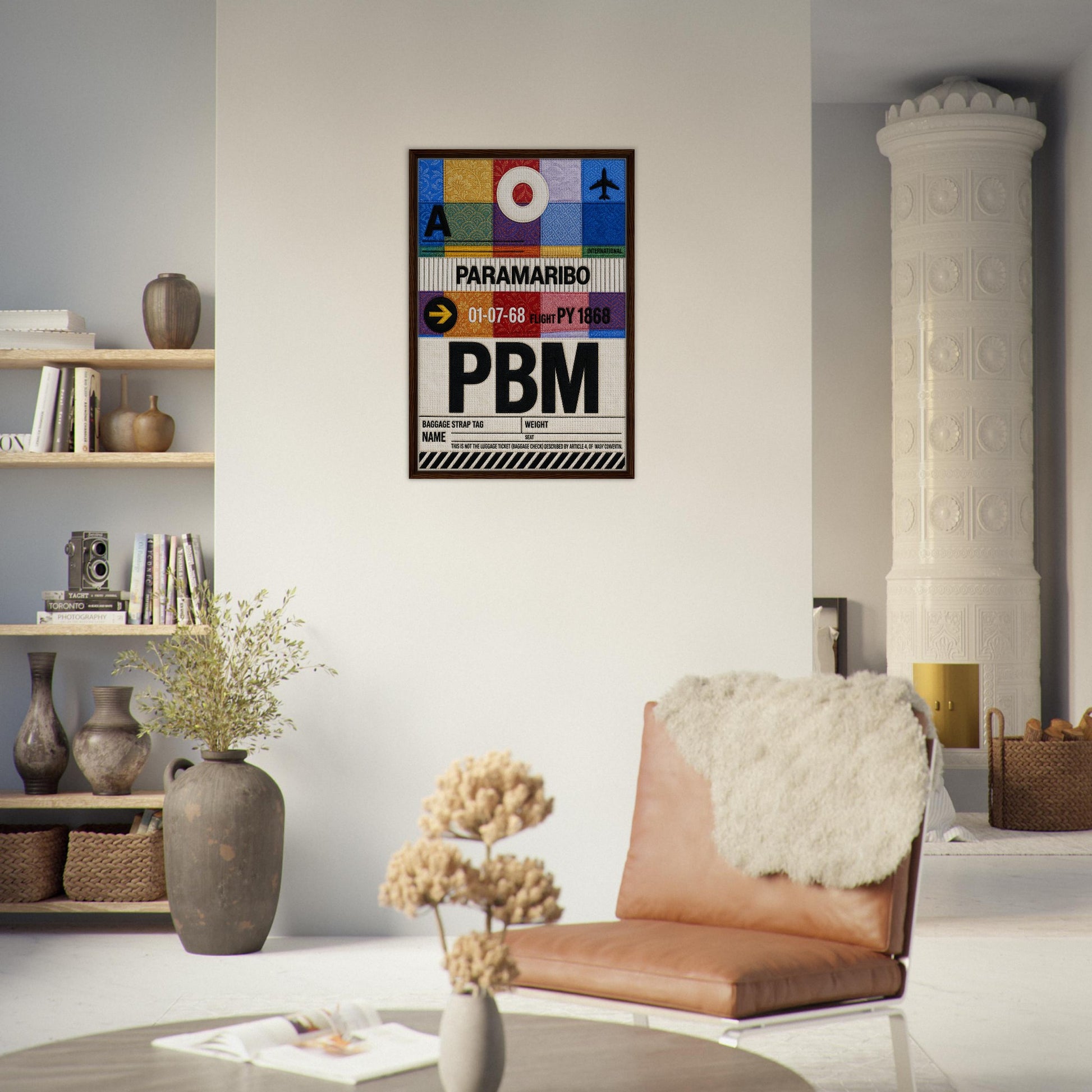 Paramaribo PBM Framed Canvas Quilted-Style Vintage-Travel