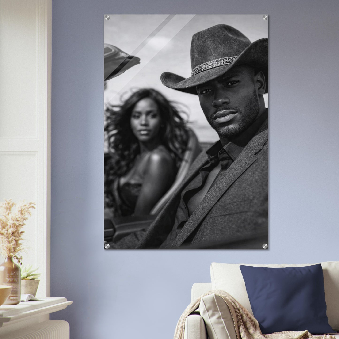Western Noir Cinematic-Monochrome Acrylic Print - Film-Noir Style