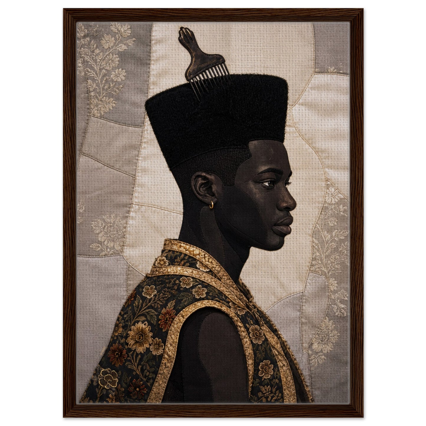 Black Man Afrocentric Matte Paper Poster - Quilt-Inspired Art