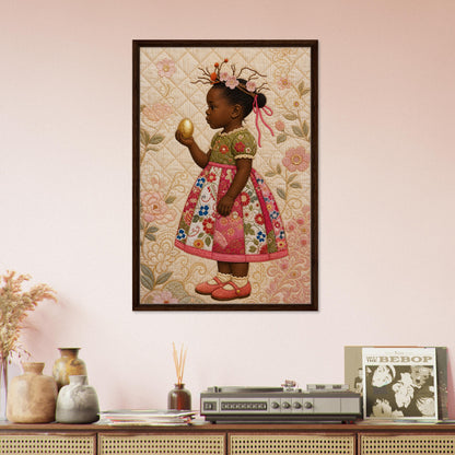 Golden Garden Matte Paper Poster: Quilt-Inspired, in Bisa Butler Style