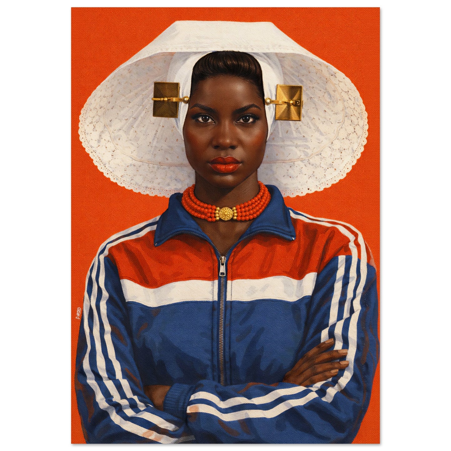 Zeeland Bonnet Portrait Afro-Dutch Matte Paper Poster