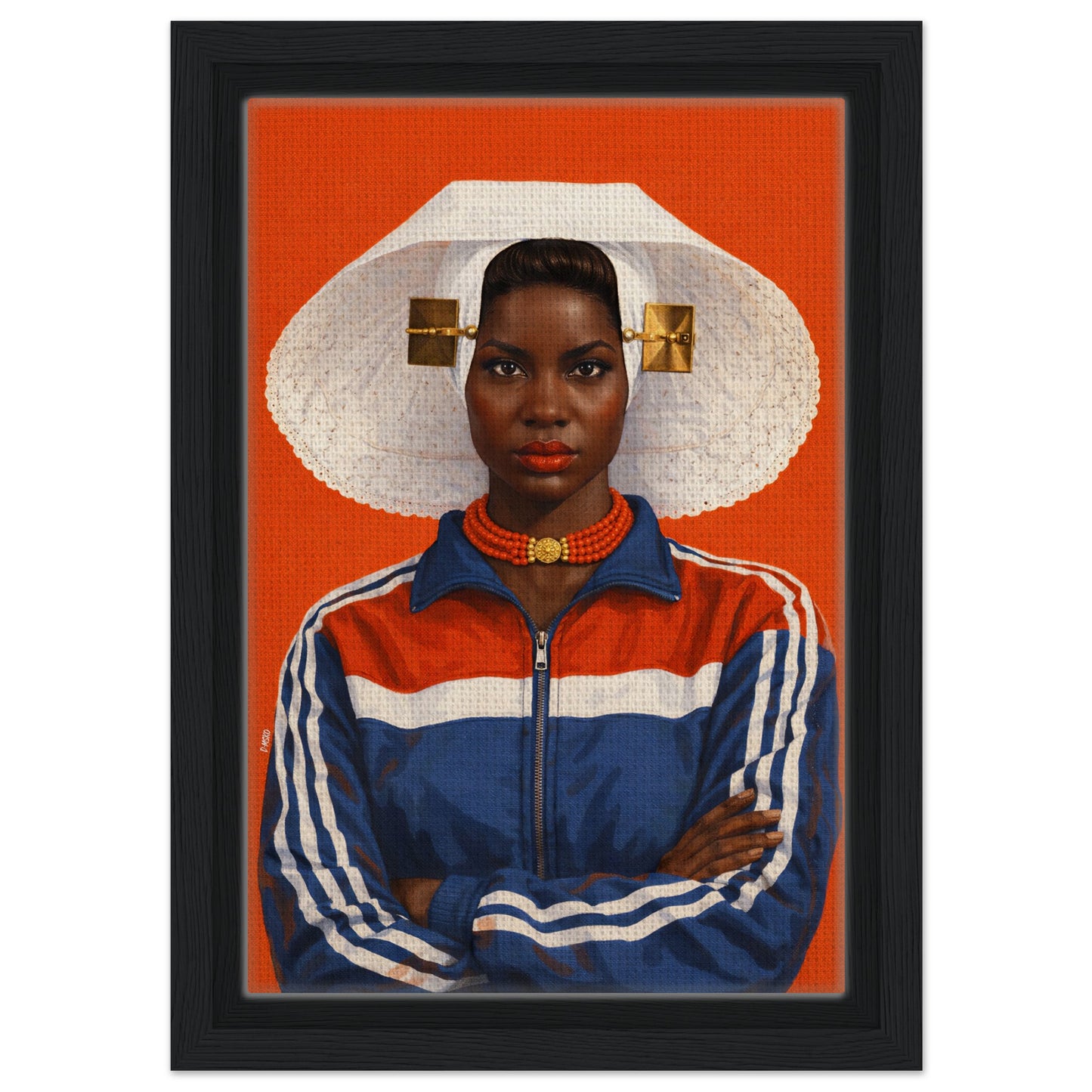 Zeeland Bonnet Portrait Framed Canvas Contemporary-Realist