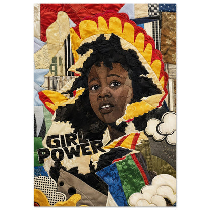 Girl Power Quilted-Style Matte Paper Poster - Bisa Butler Style