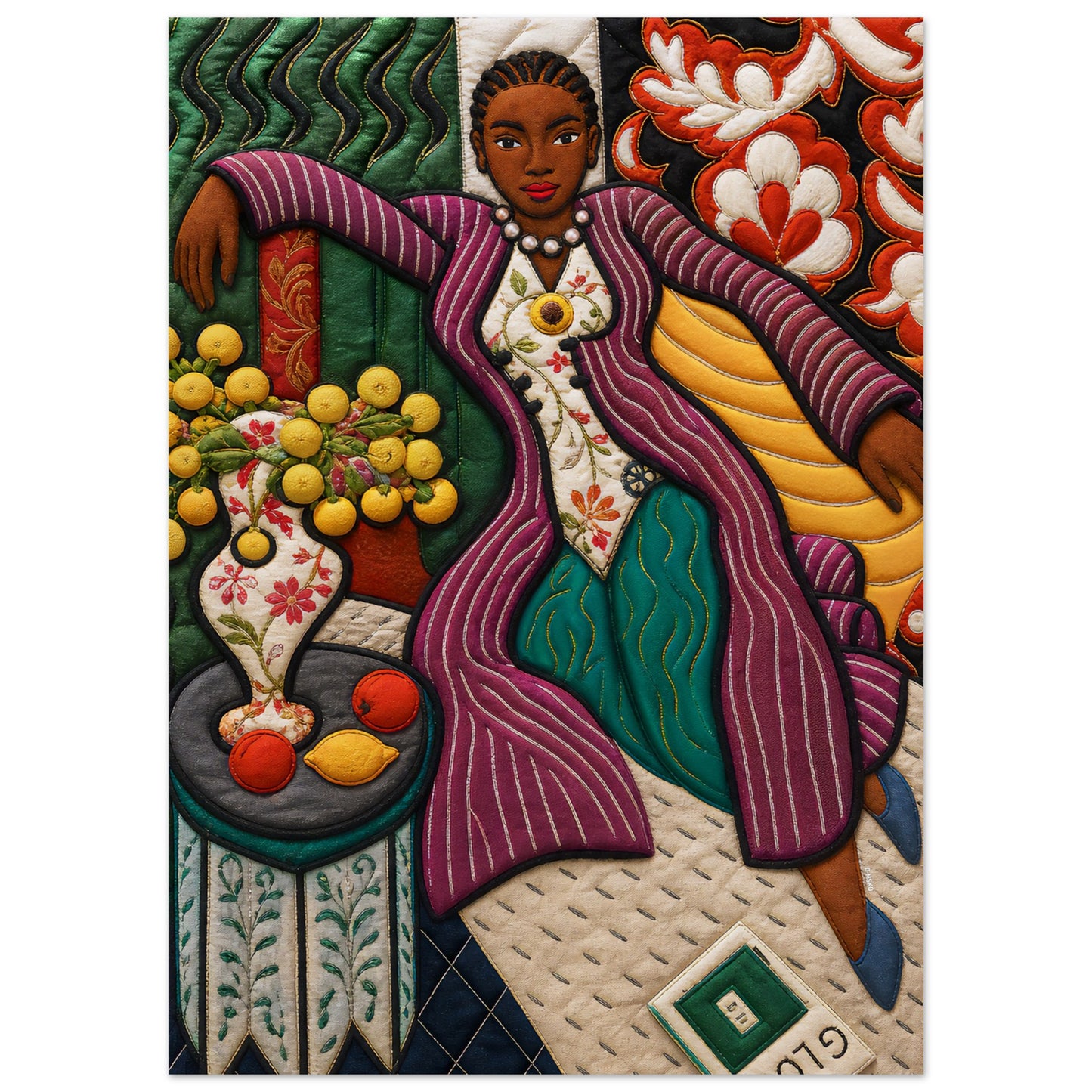 Citrus Lounge Museum-Quality Matte Paper Poster - Quilt-Inspired