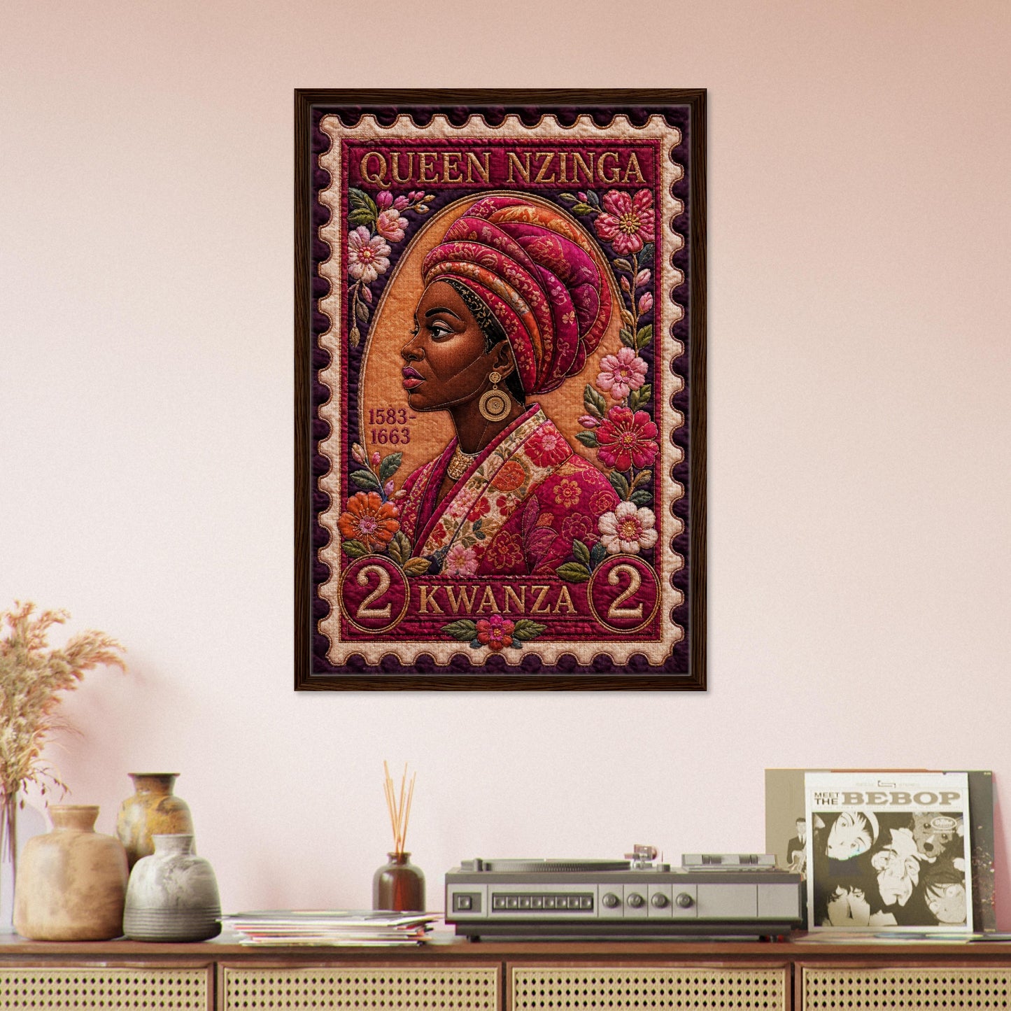 Queen Nzinga Quilt-Inspired Matte Poster
