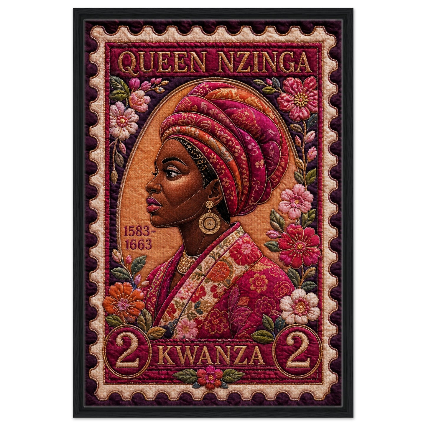 Queen Nzinga Quilt-Inspired Matte Poster