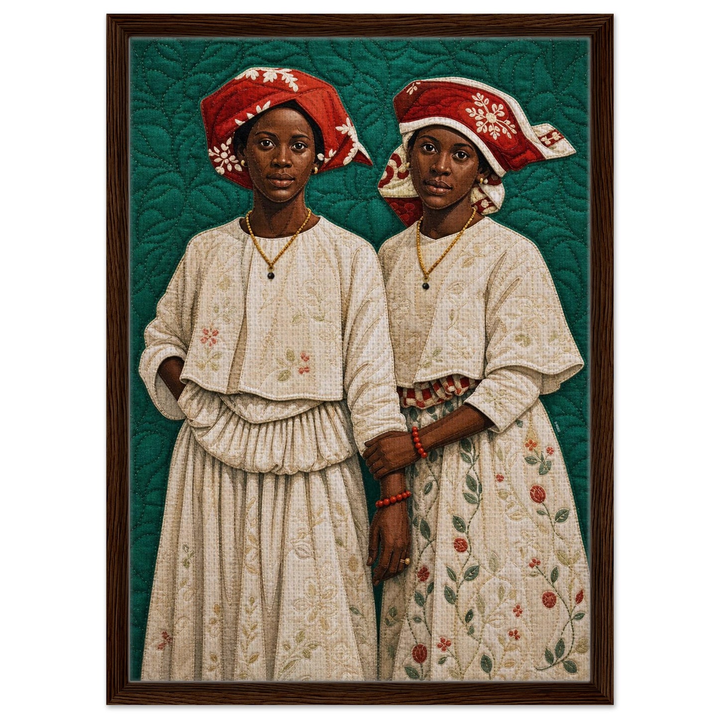 Surinamese Kotomisi Framed Canvas Quilted-Style - Bisa Butler Style