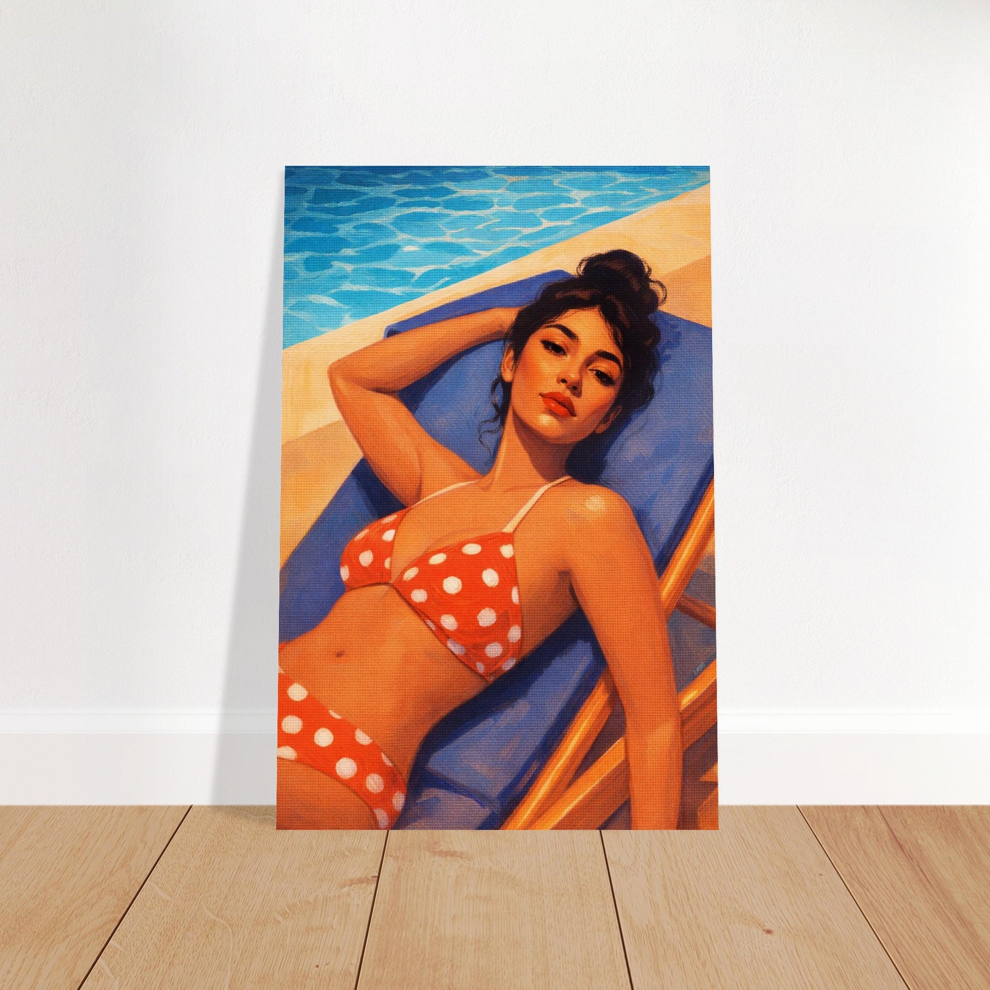 Poolside Muse Retro Pin-up Matte Paper Poster - Pop Art Style