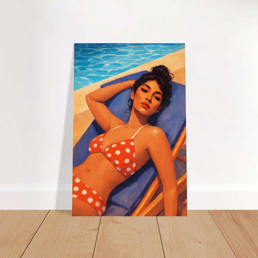 Poolside Muse Retro Pin-up Matte Paper Poster - Pop Art Style