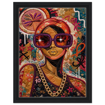 Golden Shades Framed Canvas Quilt-Inspired Afrocentric