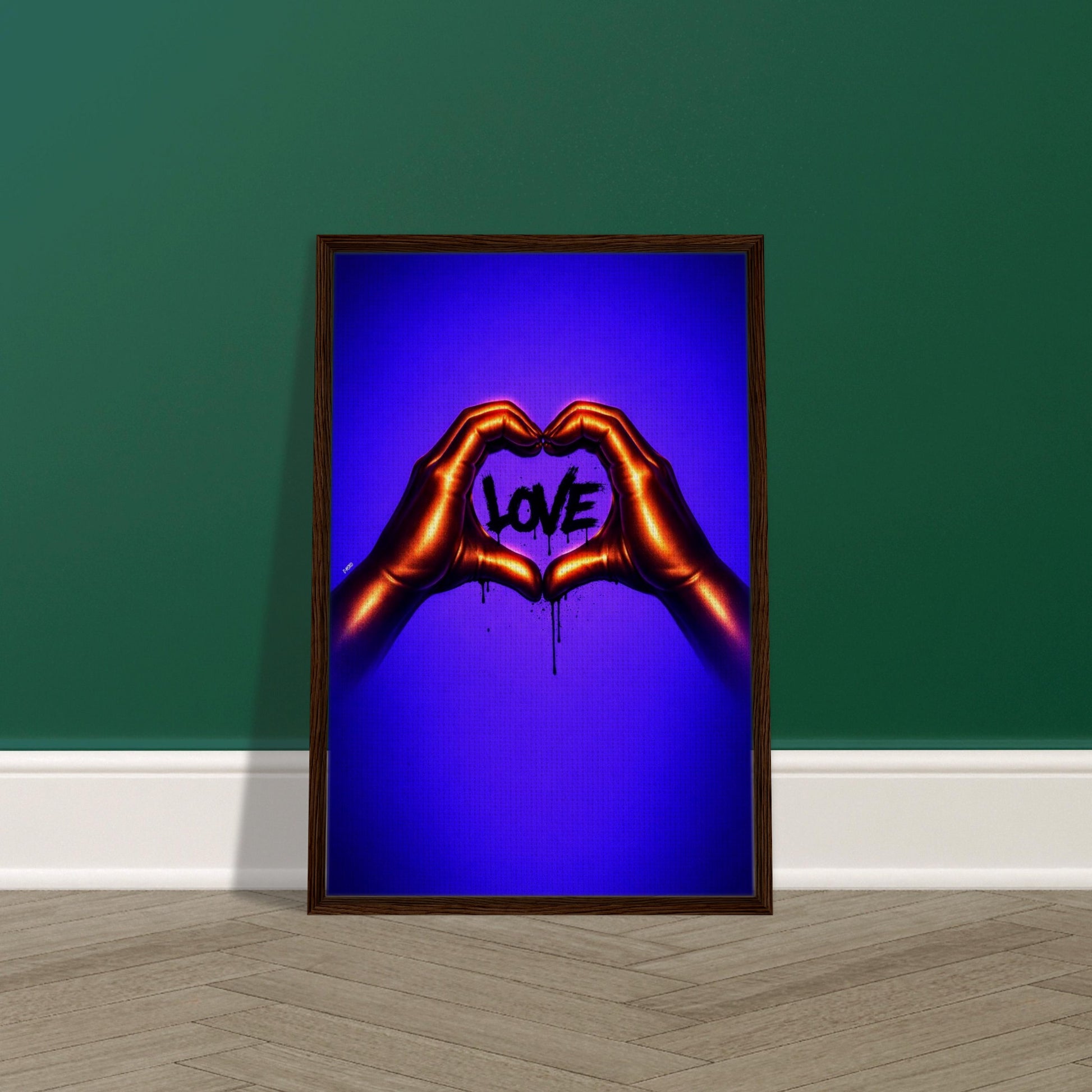 Black Love Hands Neon-Graffiti Pop-Art Framed Canvas