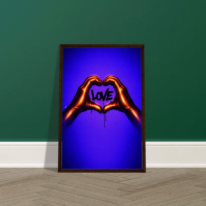 Black Love Hands Neon-Graffiti Pop-Art Framed Canvas
