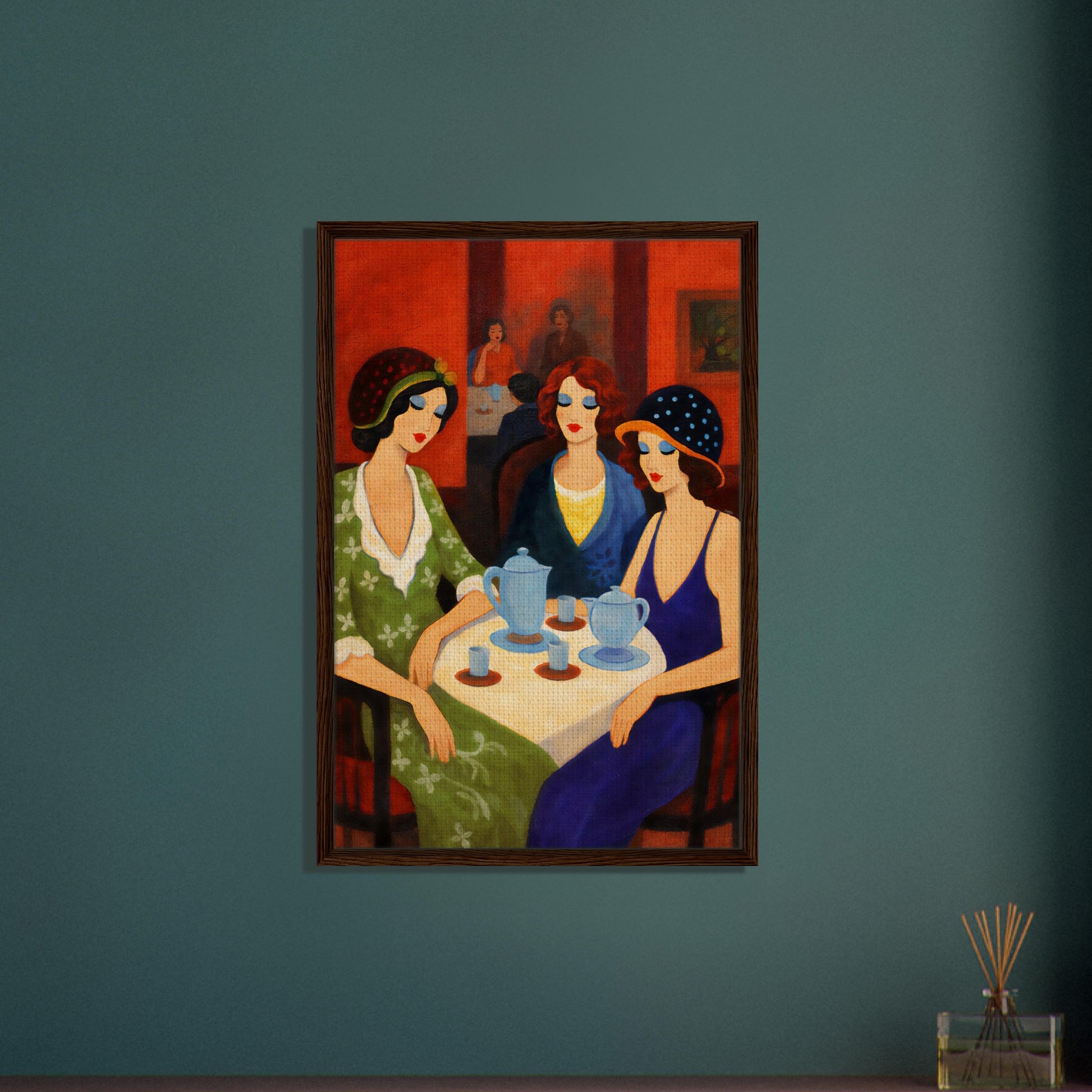 Tea Room Trio Framed Canvas Art-Deco 1920s-Inspired