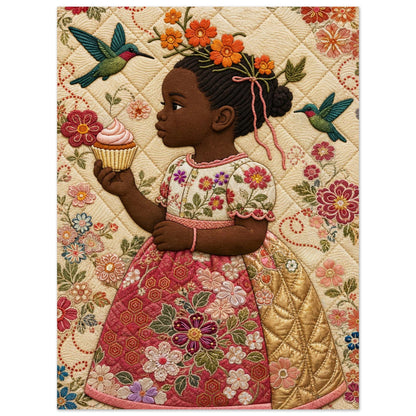 Petite Bloom Quilt-Inspired Matte Poster - Bisa Butler Style