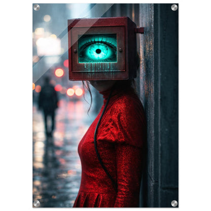 Neon Watcher Acrylic Print Cyberpunk-Surreal Photorealistic