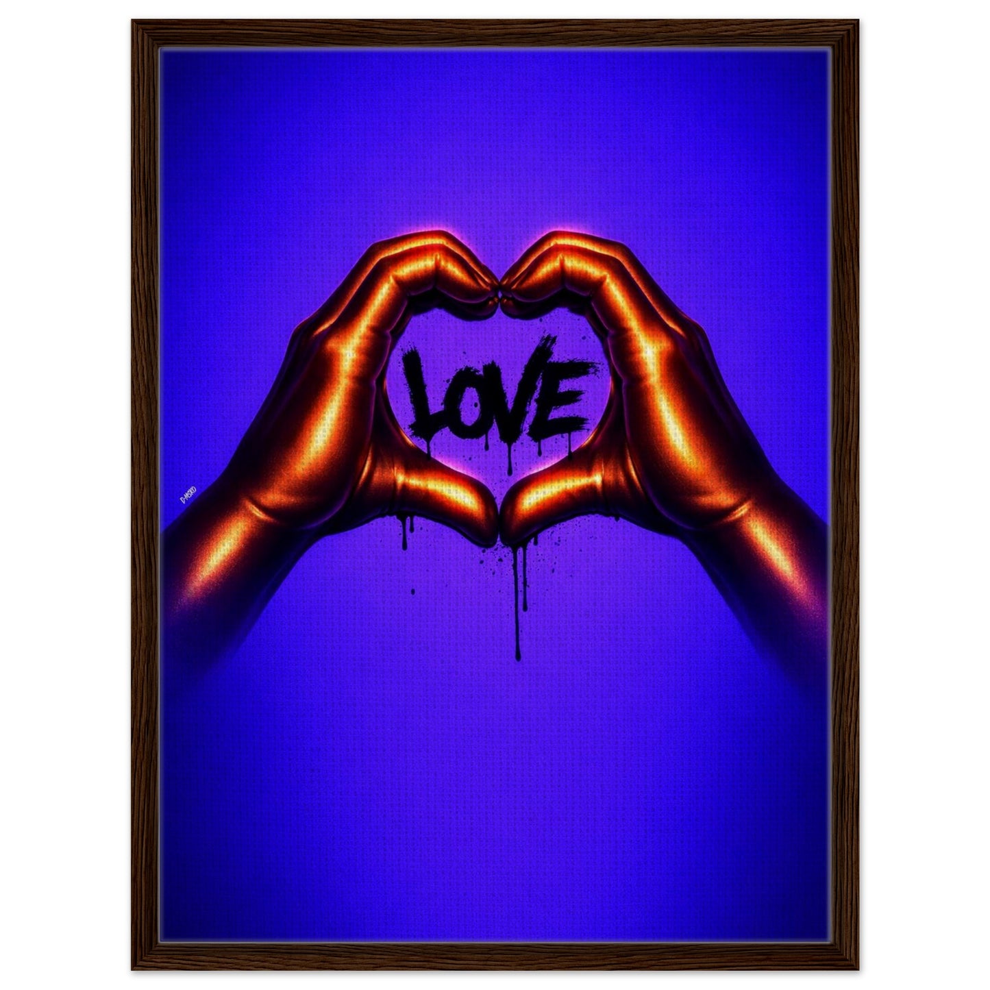 Black Love Hands Neon-Graffiti Pop-Art Framed Canvas