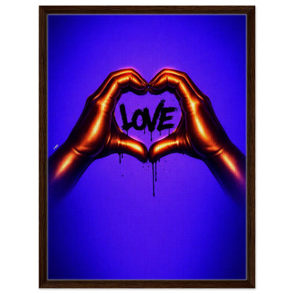 Black Love Hands Neon-Graffiti Pop-Art Framed Canvas