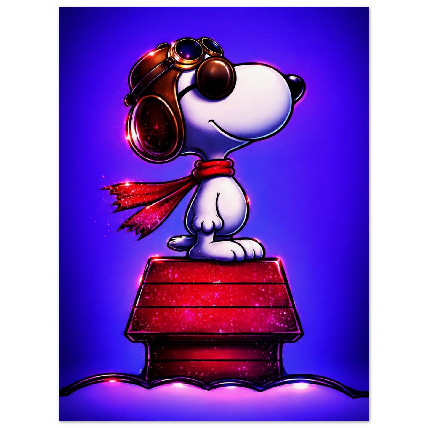 Aviator Dog Pop-Art Matte Paper Poster - Peanuts Flying Ace Style