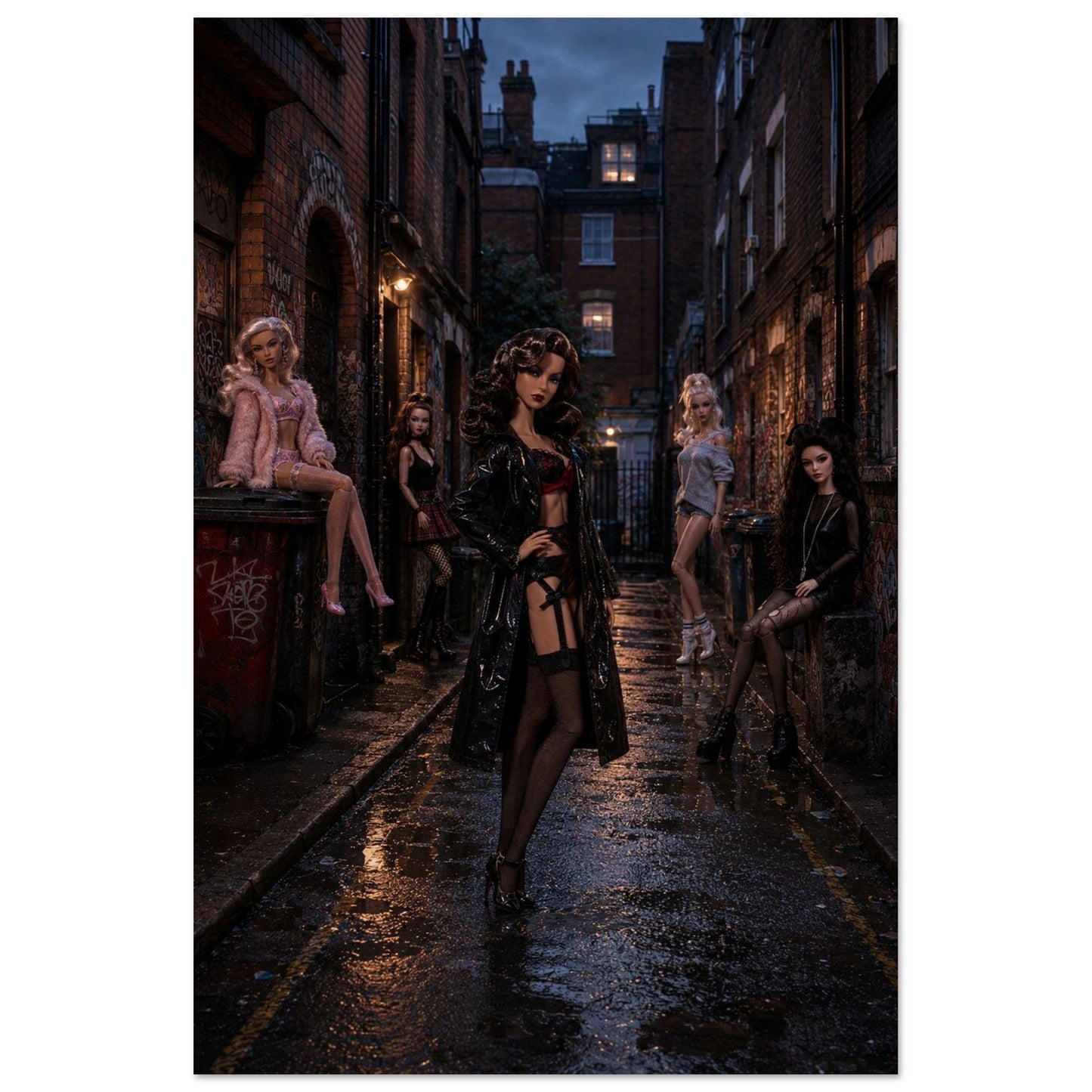 Midnight Doll Alley Gothic-Noir Museum Quality Matte Paper Poster