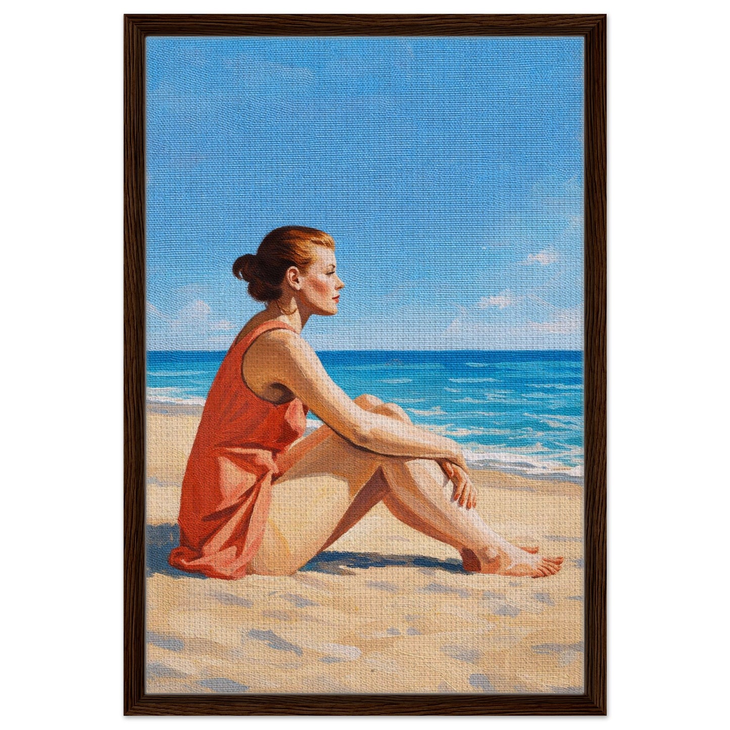 Seaside Stillness Framed Canvas Coastal-Serene - Impressionist Style