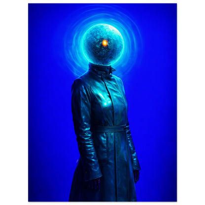 Surreal Celestial Portrait Matte Paper Poster Neon-Cyberpunk