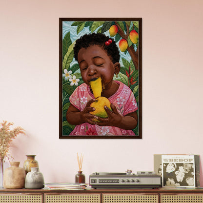 Mango Joy Framed Canvas Quilt-Inspired Tropical - Bisa Butler Style
