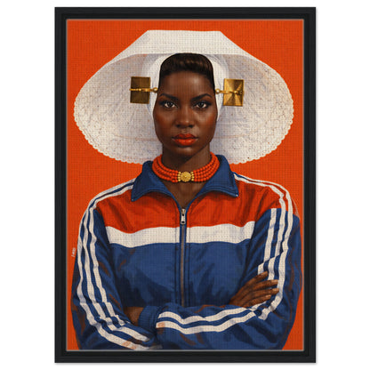 Zeeland Bonnet Portrait Framed Canvas Contemporary-Realist