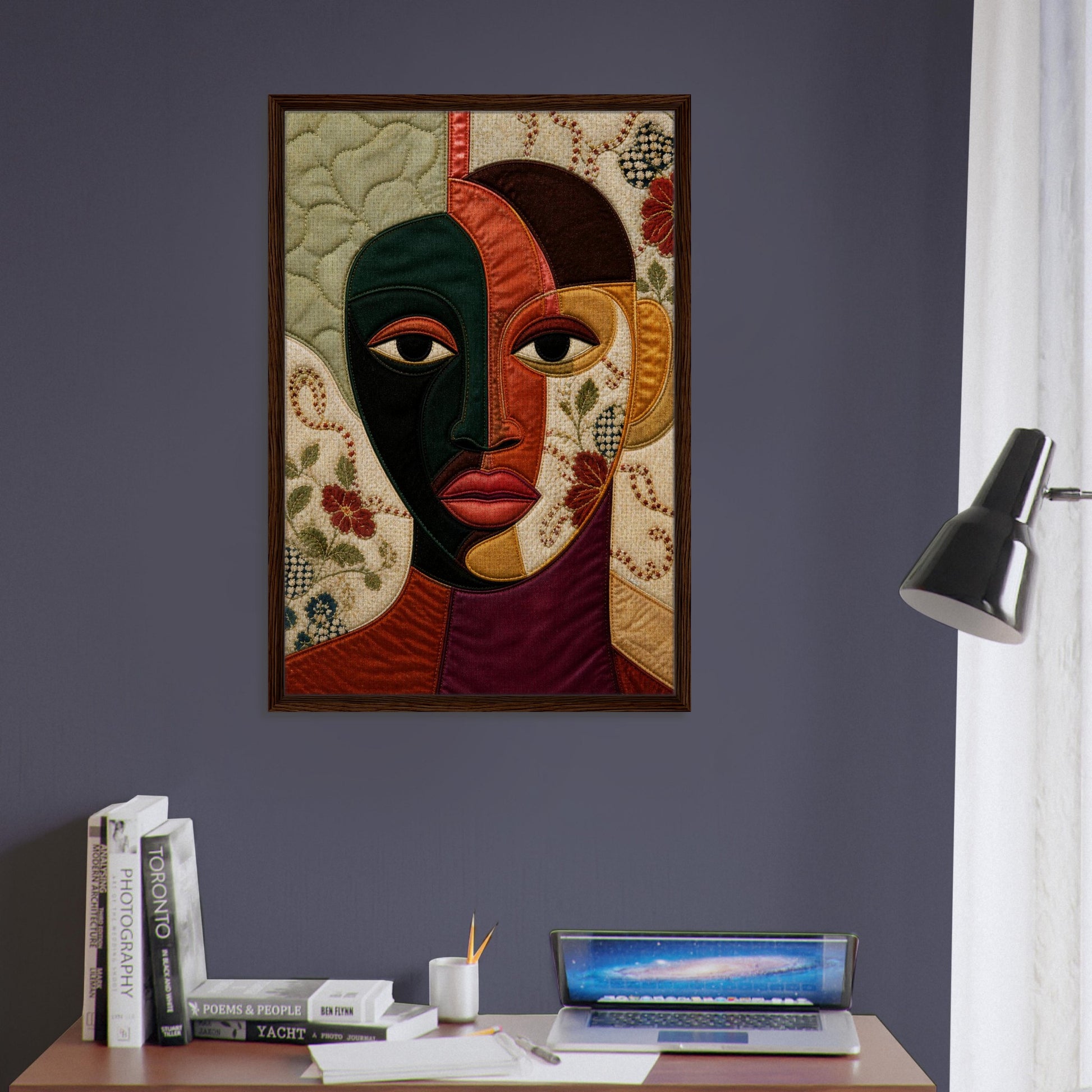 The Divided Gaze Framed Canvas Afrocentric Quilt-Inspired