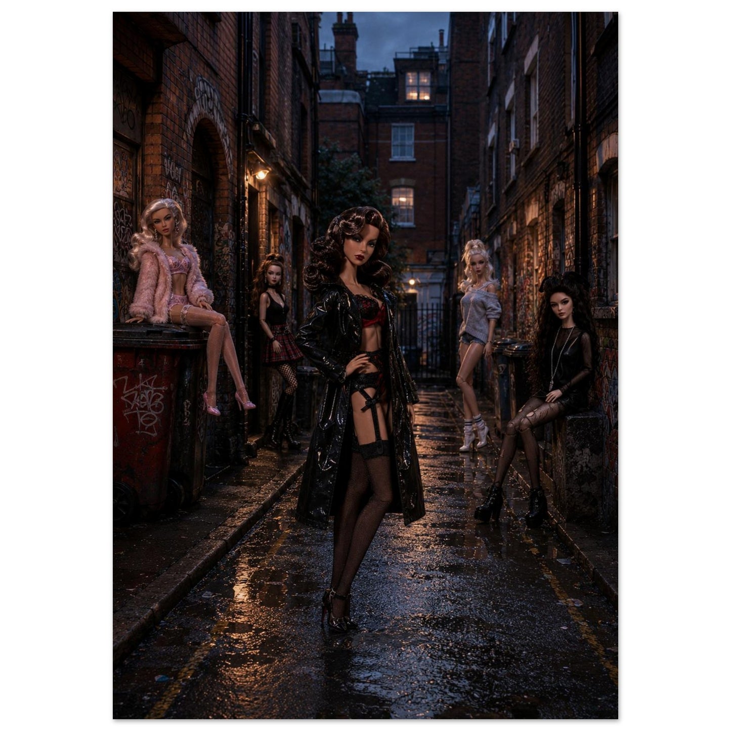 Midnight Doll Alley Gothic-Noir Museum Quality Matte Paper Poster