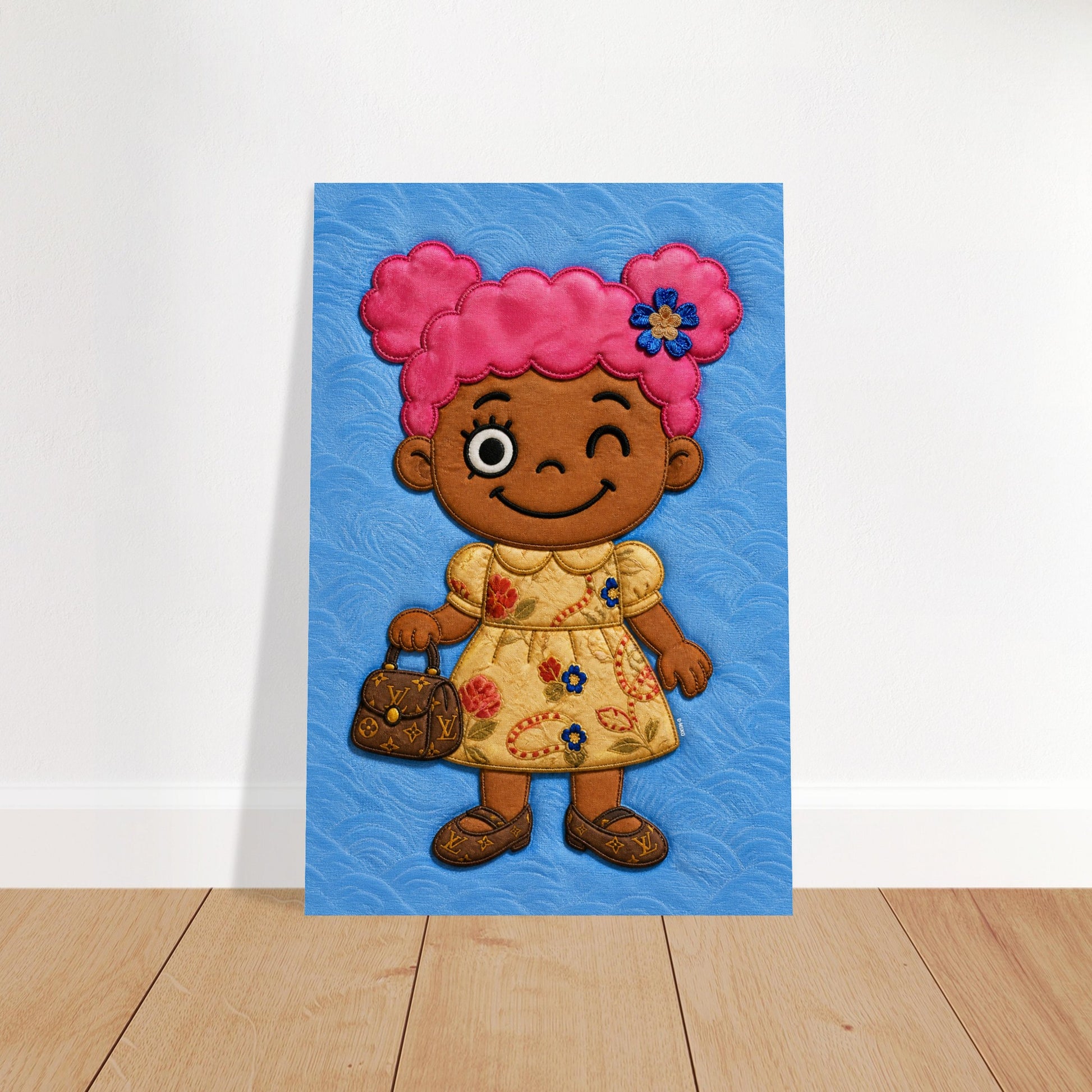 Pink Pigtails Museum-Quality Quilted-Style Matte Paper Poster