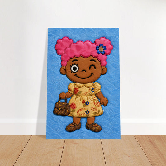 Pink Pigtails Museum-Quality Quilted-Style Matte Paper Poster