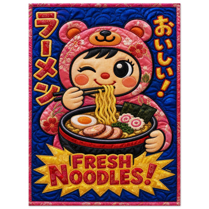 Fresh Noodles Quilted-Style Matte Paper Poster - Kawaii Style