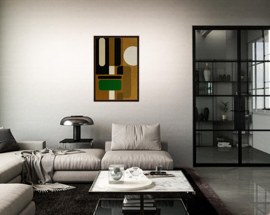 Golden Geometry Framed Canvas Mid-Century-Modern - Bauhaus Style