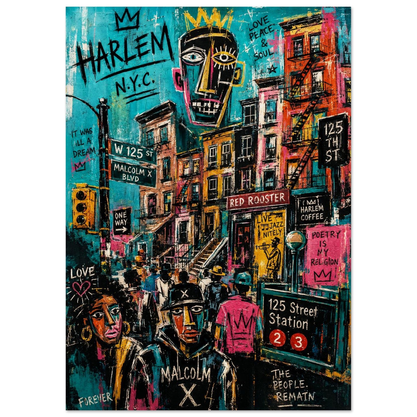 Harlem Rhythm 125 Street-Art Matte Paper Poster - Pop Art Style