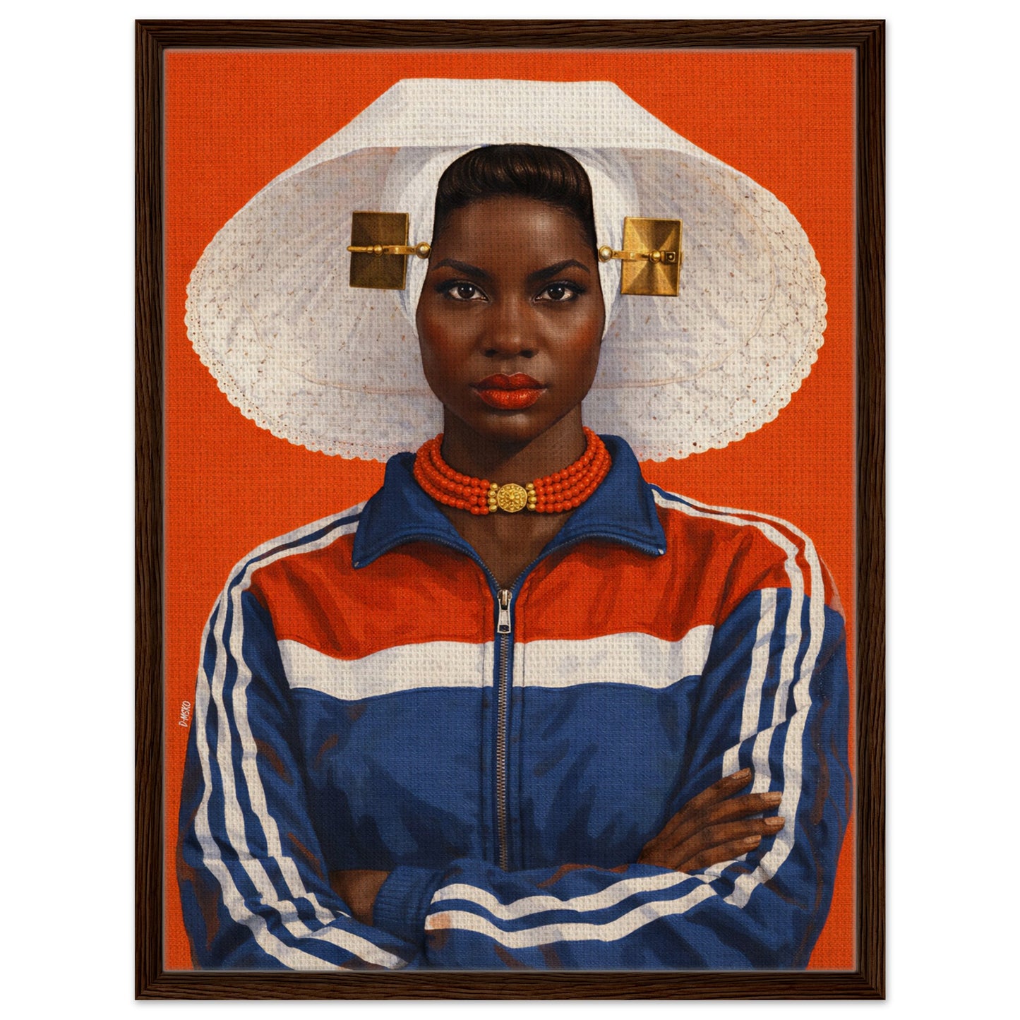 Zeeland Bonnet Portrait Framed Canvas Contemporary-Realist