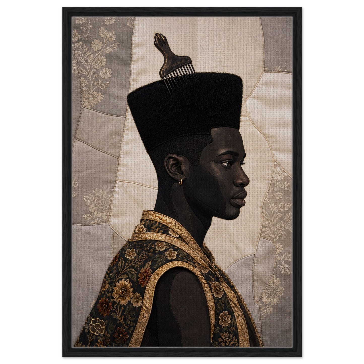 Black Man Afrocentric Matte Paper Poster - Quilt-Inspired Art