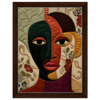 The Divided Gaze Framed Canvas Afrocentric Quilt-Inspired