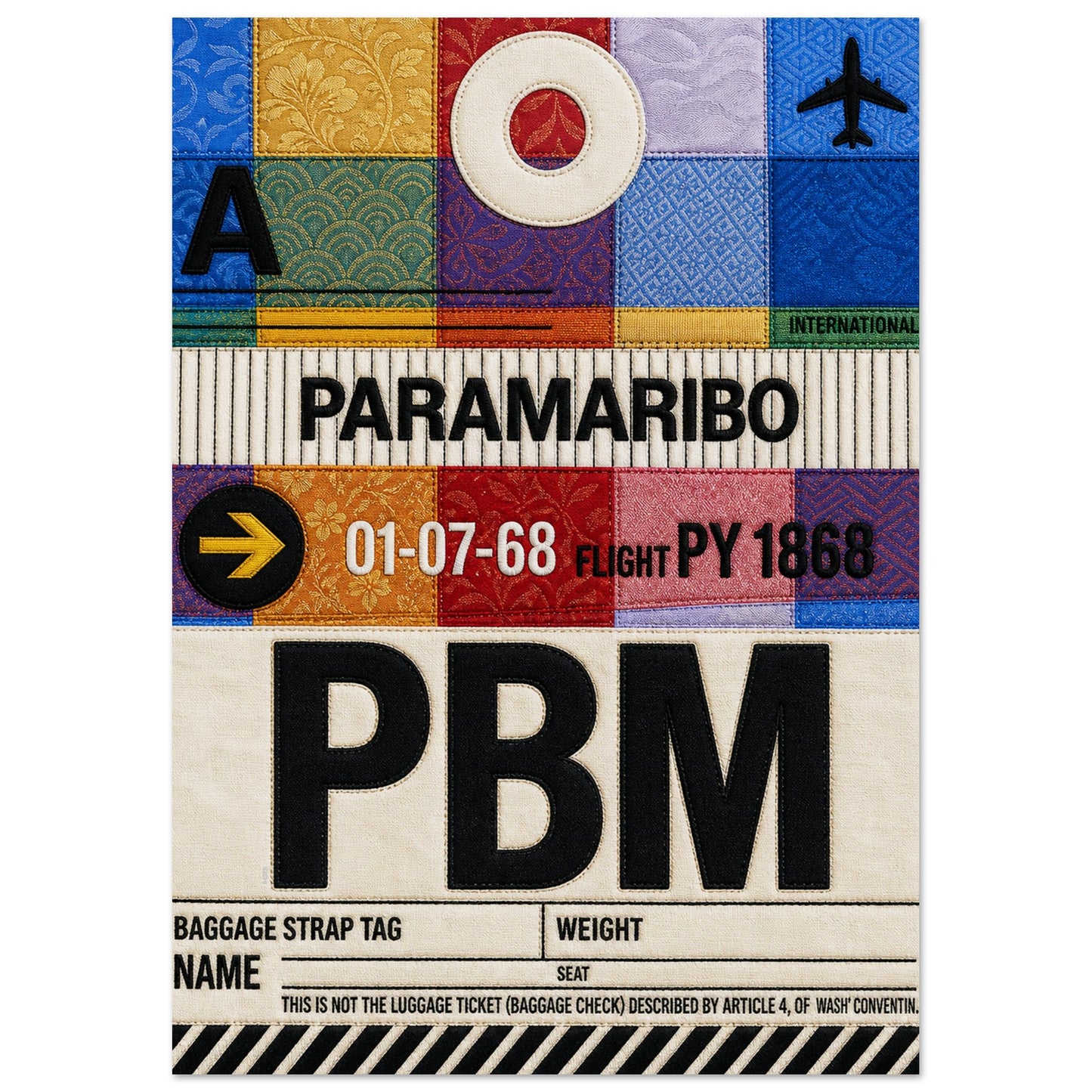 Paramaribo PBM Quilted-Style Luggage-Tag Matte Paper Poster