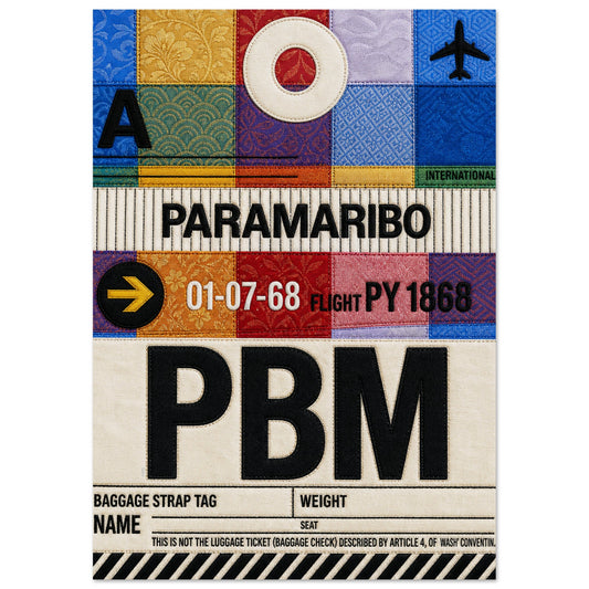 Paramaribo PBM Quilted-Style Luggage-Tag Matte Paper Poster