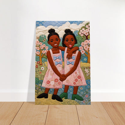 Bisa Butler-Style Quilt-Inspired Garden Poster on Matte Paper