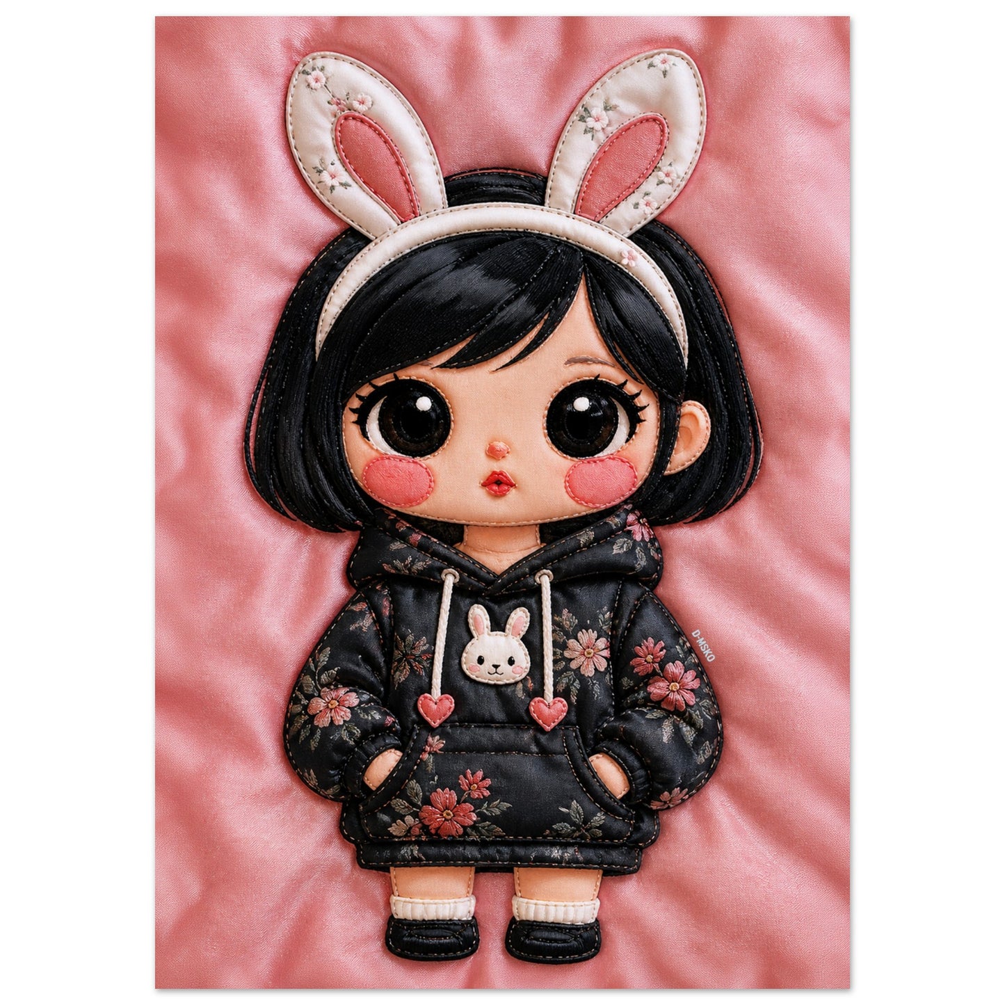 Bunny Bloom Museum Quality Matte Paper Poster Kawaii Quilted-Style