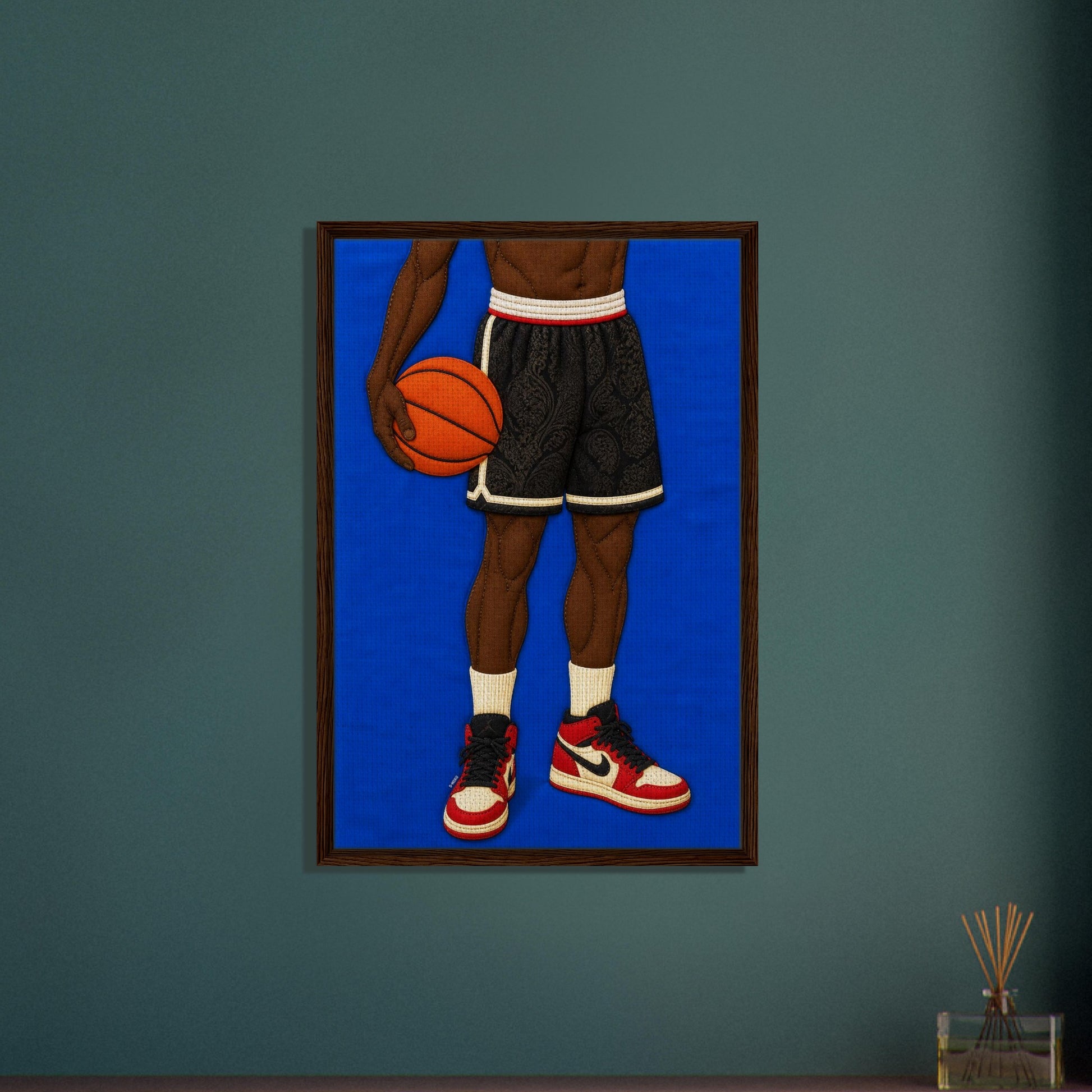 The Quiet Dribble Framed Canvas Quilt-Inspired - Bisa Butler Style