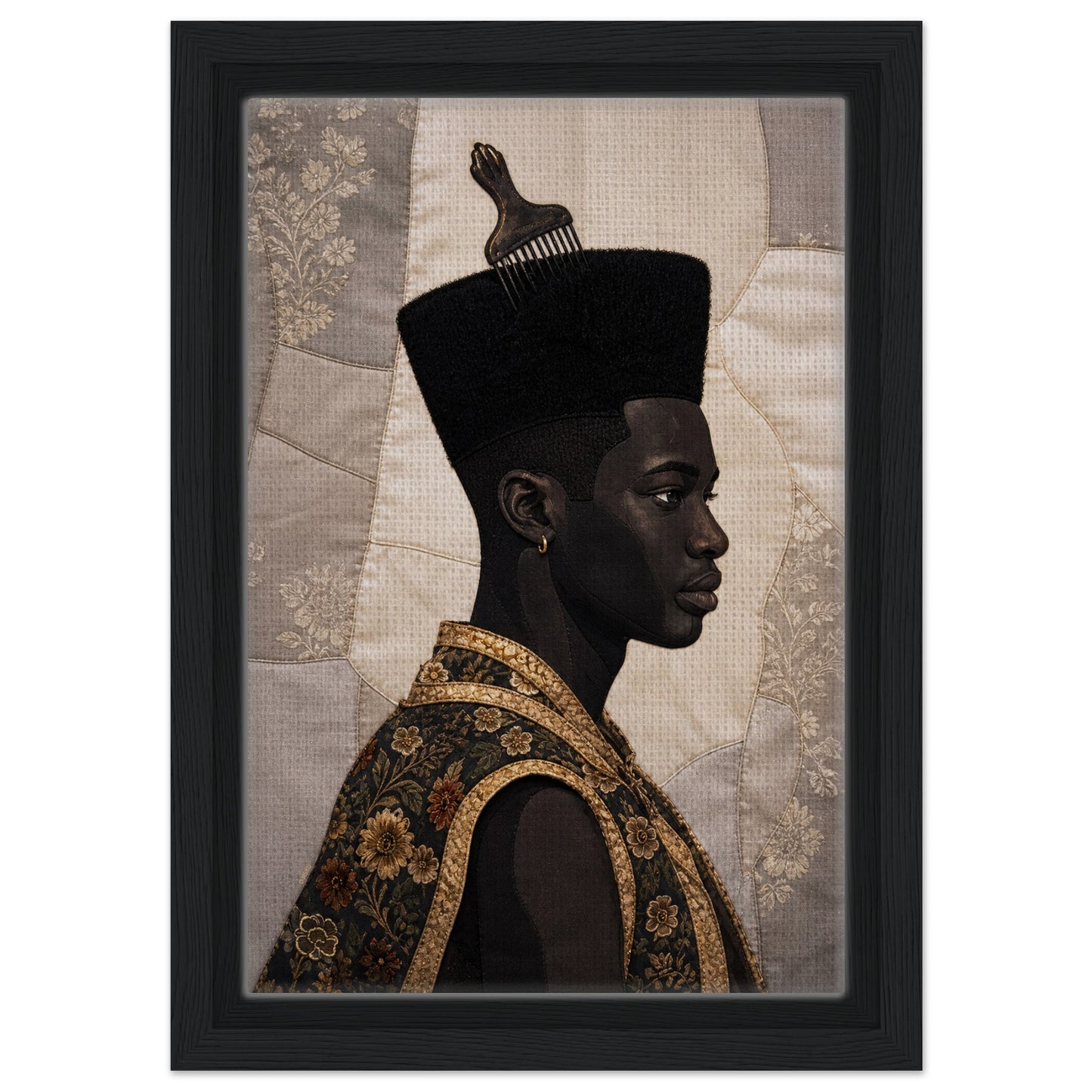 Black Man Afrocentric Matte Paper Poster - Quilt-Inspired Art