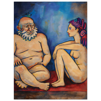 Blue Conversation Museum-Quality Painterly-Modern Matte Paper Poster