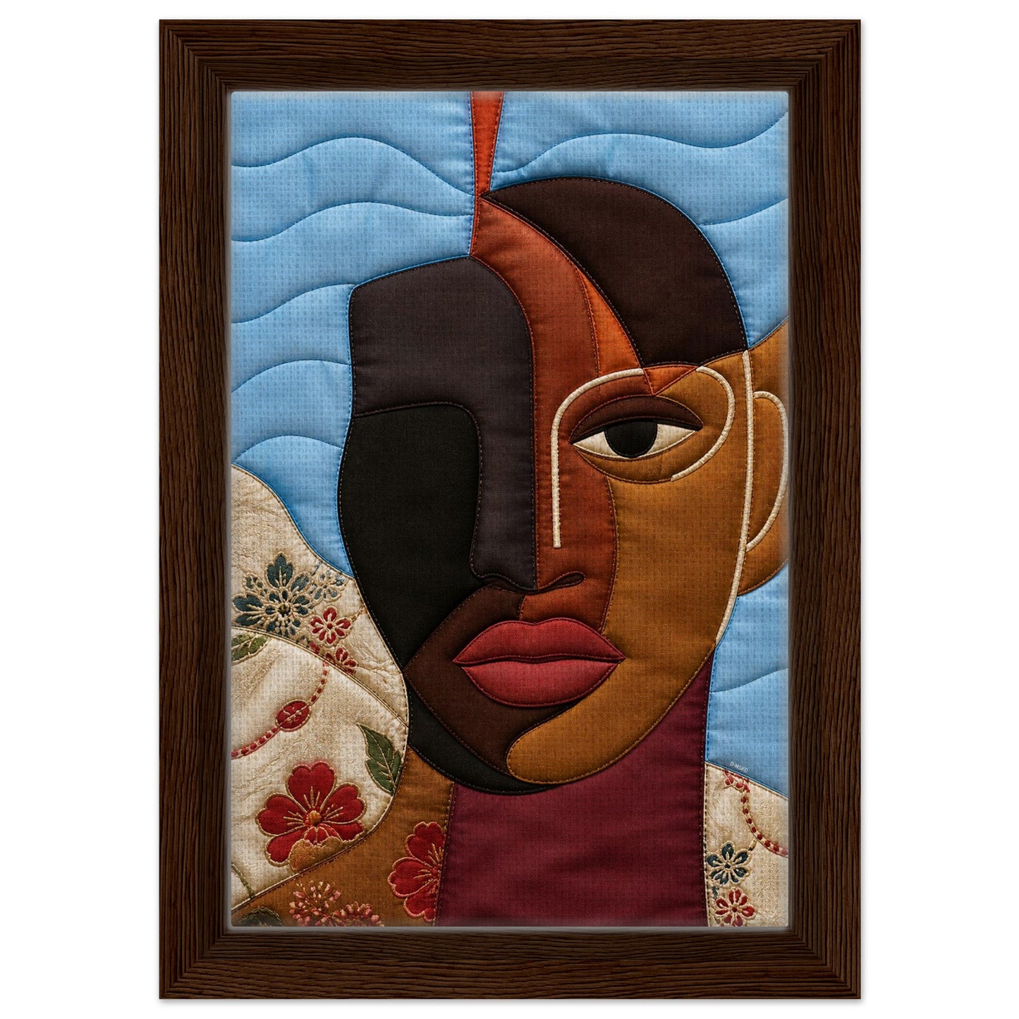 The Split Self Framed Canvas Quilt-Inspired Afrocentric Portrait