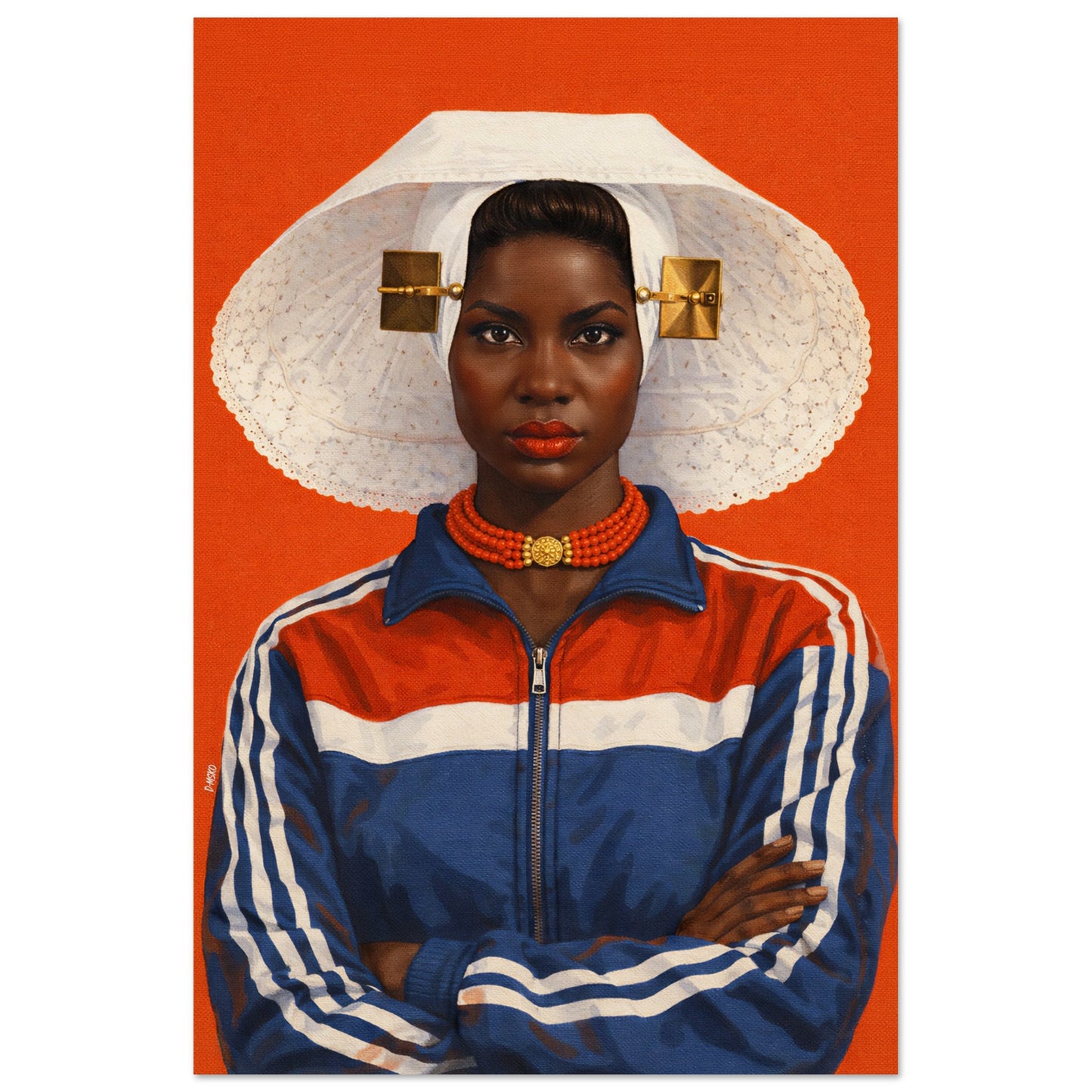 Zeeland Bonnet Portrait Afro-Dutch Matte Paper Poster